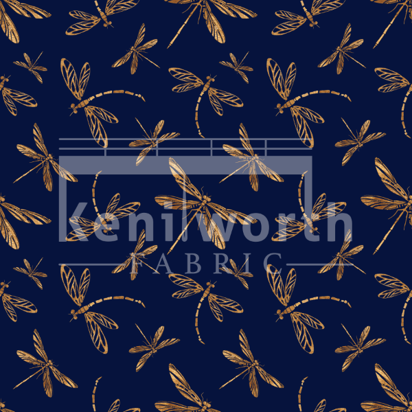 Dragonflies on Navy FAUX LEATHER