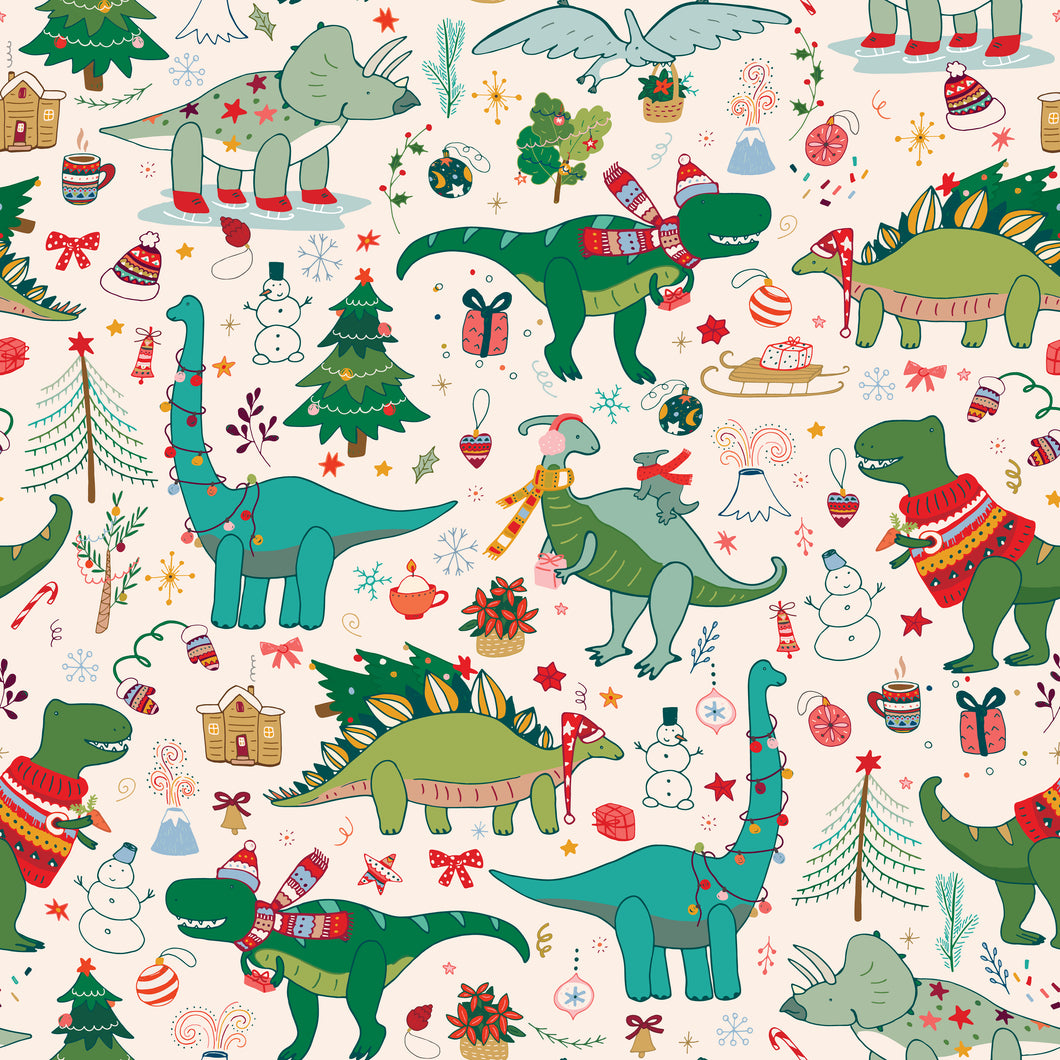 Dinosaur Christmas TWILL