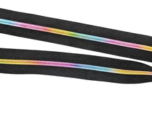 Load image into Gallery viewer, Black Metallic Rainbow #5 Zipper Tape
