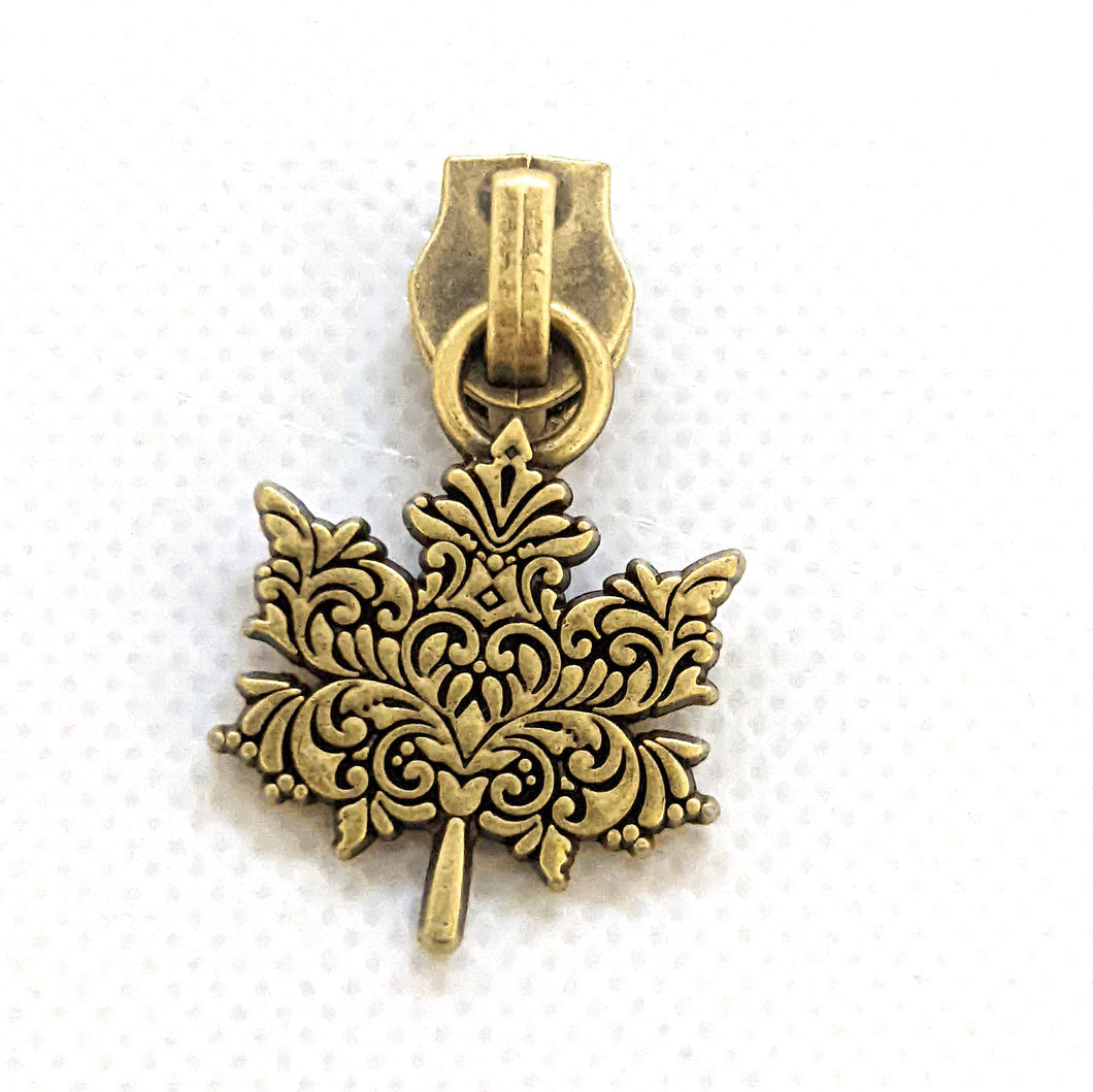 Bronze Maple Leaf Zipper Pull