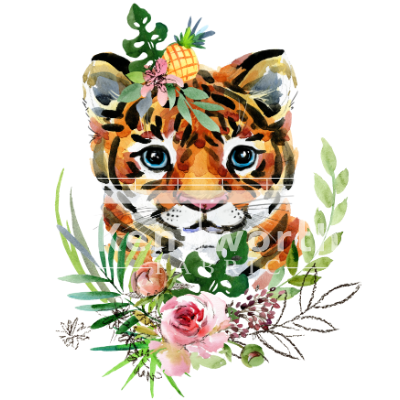 Tiger Floral Child Panel BAMBOO FRENCH TERRY