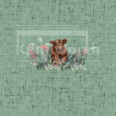 Highland Calf Child Panel BAMBOO FRENCH TERRY