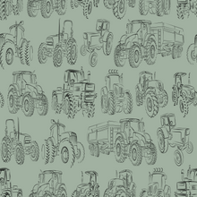 Load image into Gallery viewer, Tractors on Sage BAMBOO LYCRA
