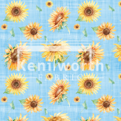 Sunflowers on Blue TWILL